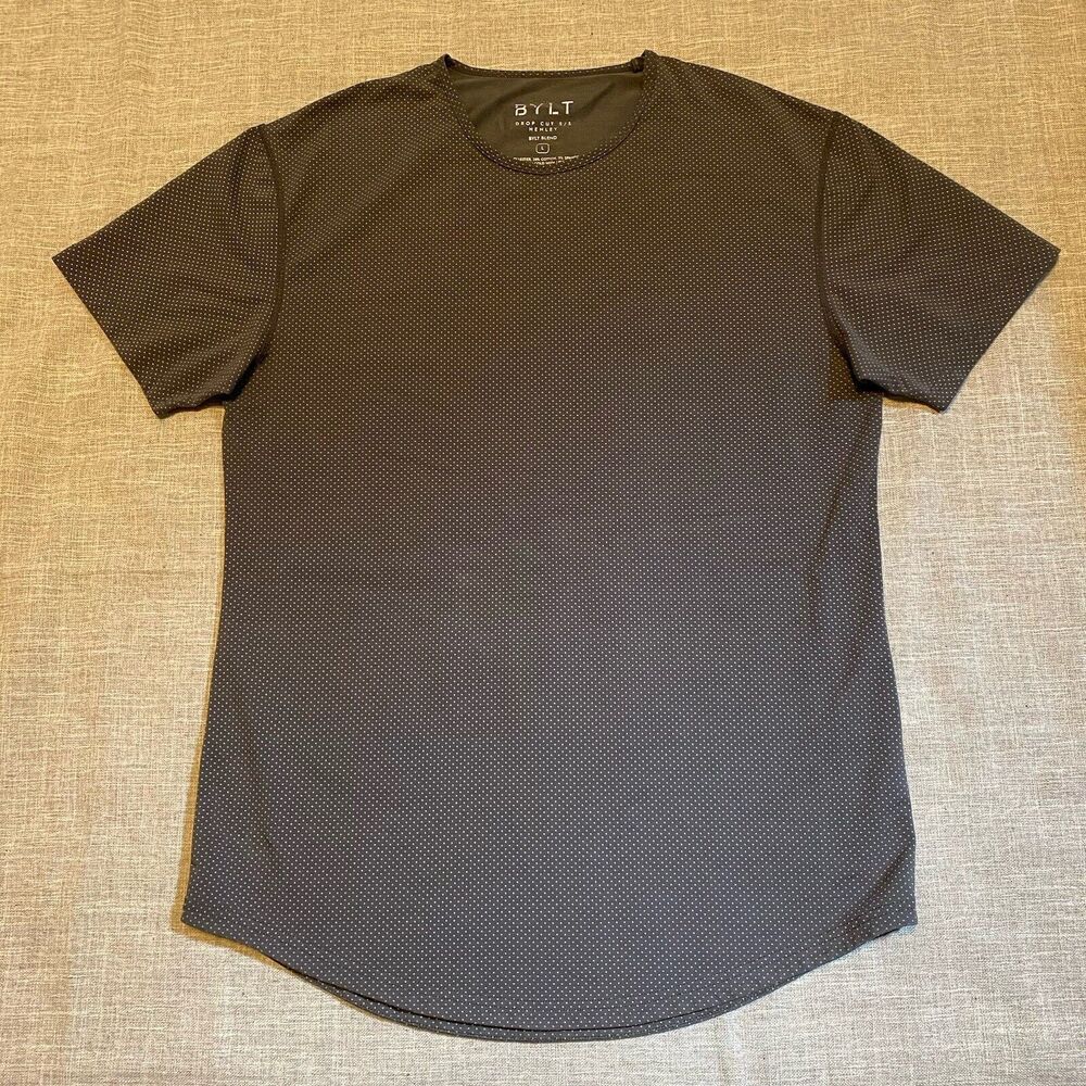 BYLT Basics Shirt Mens Large  Green Polka Dot Drop Cut Lux S/S Dadcore Casual